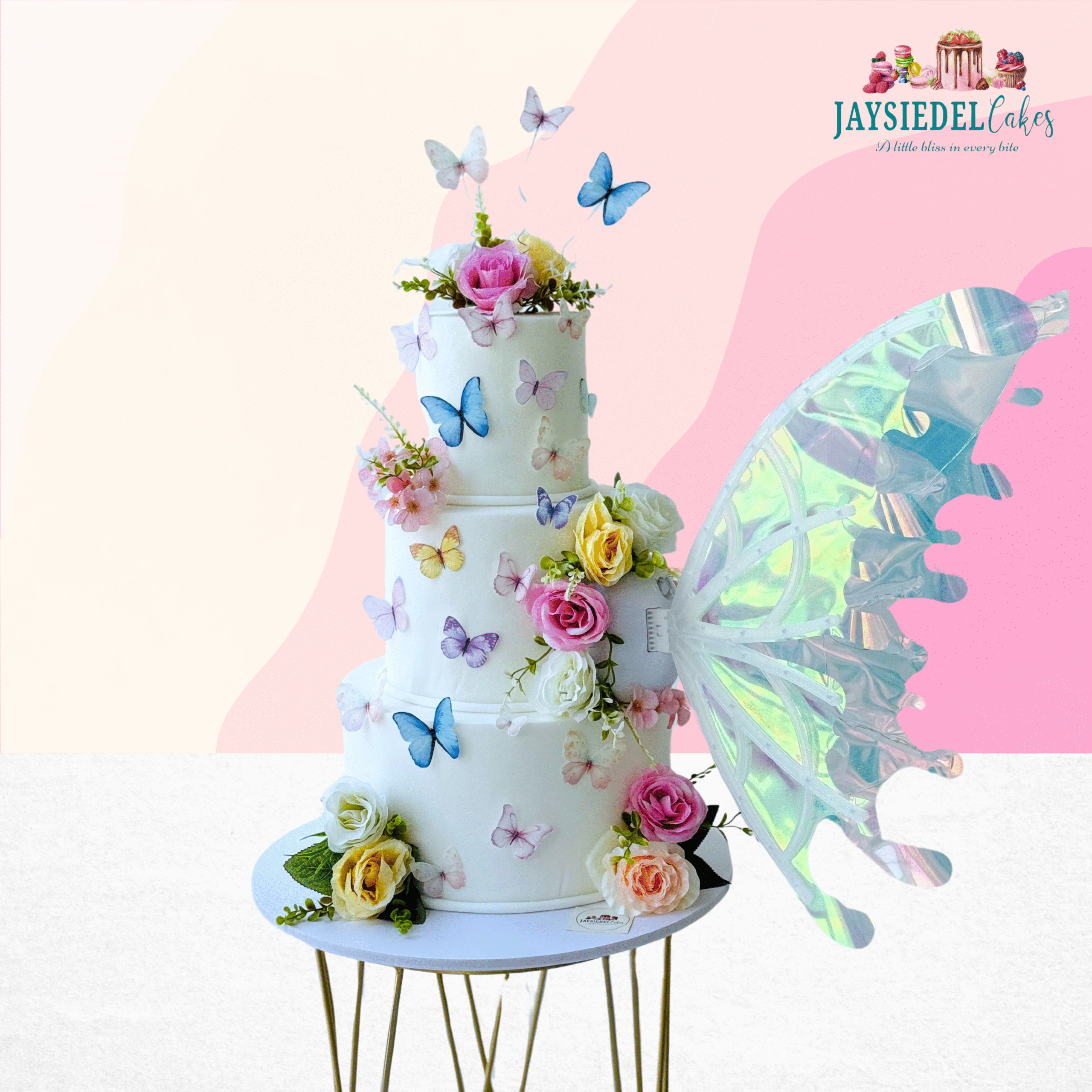 3 Tier Kinetic Fairy Wings / Moving Electric Butterfly Wings Cake
