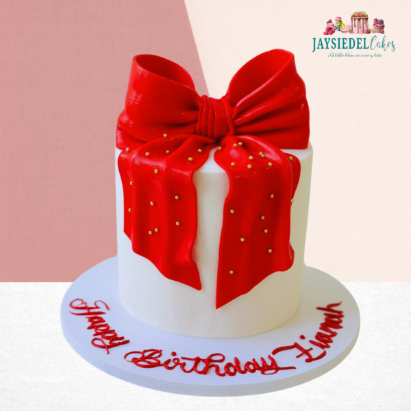 Pretty Red Ribbon Cake