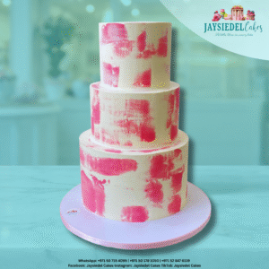 3 Tier Pink Watercolour Brushstroke