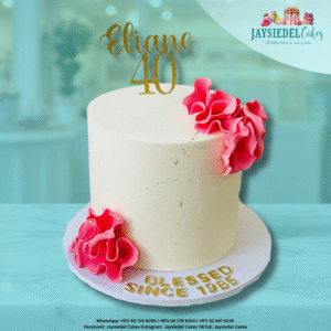 Pink Ruffle 40th Birthday Cake