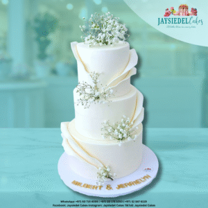 3 Tier White Ruffle Wedding Cake