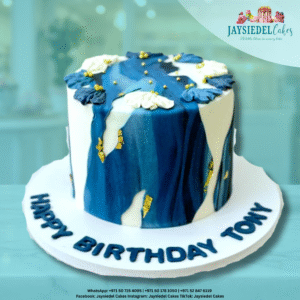 Blue Marble and Gold Leaf Cake