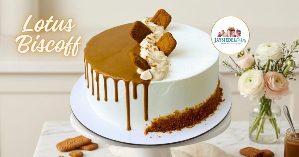 Lotus Biscoff cake with caramel drip and biscuit topping by Jaysiedel Cakes Dubai